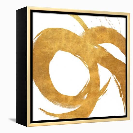 Gold Circular Strokes II-Megan Morris-Framed Stretched Canvas