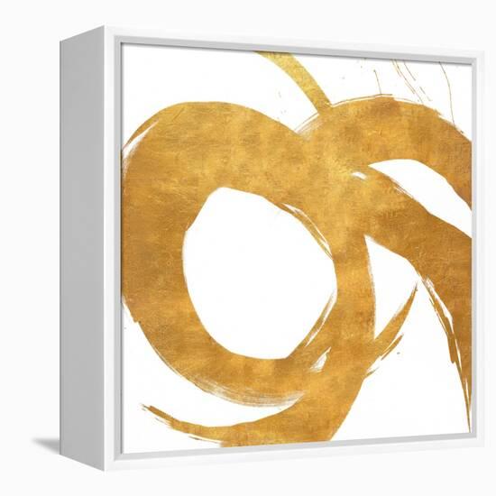 Gold Circular Strokes II-Megan Morris-Framed Stretched Canvas