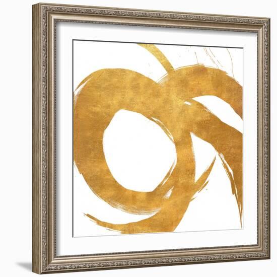 Gold Circular Strokes II-Megan Morris-Framed Art Print