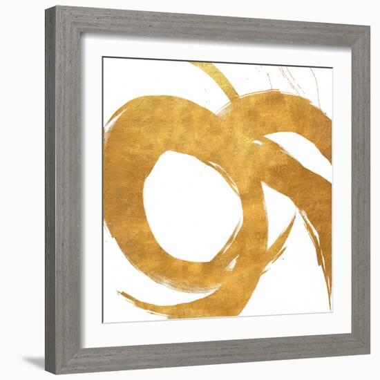 Gold Circular Strokes II-Megan Morris-Framed Art Print