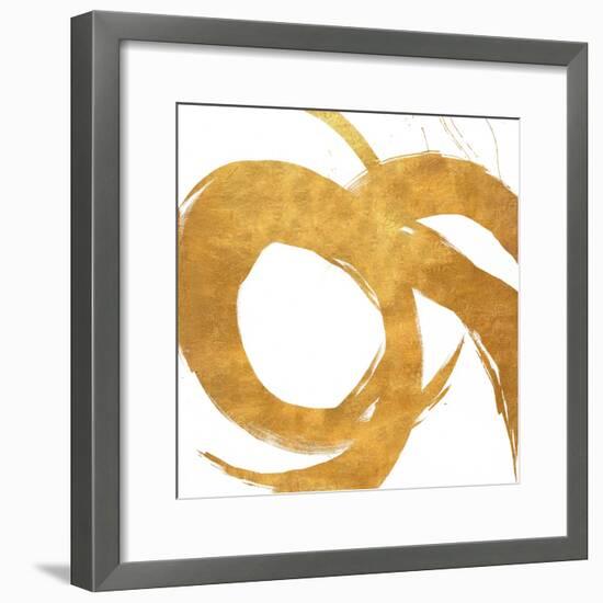 Gold Circular Strokes II-Megan Morris-Framed Art Print