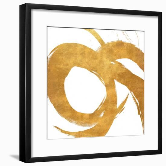 Gold Circular Strokes II-Megan Morris-Framed Art Print