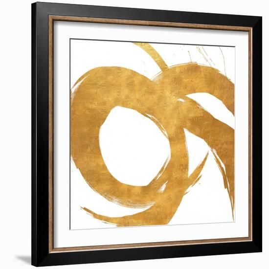 Gold Circular Strokes II-Megan Morris-Framed Art Print