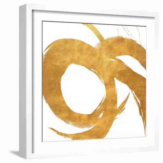 Gold Circular Strokes II-Megan Morris-Framed Art Print