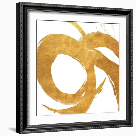 Gold Circular Strokes II-Megan Morris-Framed Art Print