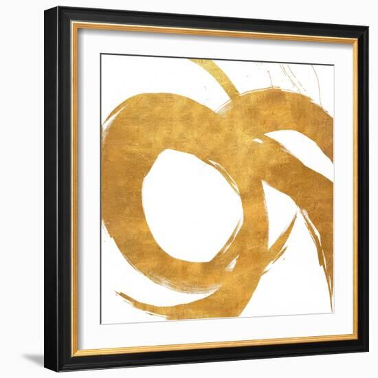 Gold Circular Strokes II-Megan Morris-Framed Art Print