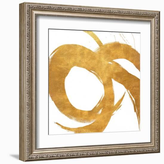 Gold Circular Strokes II-Megan Morris-Framed Art Print