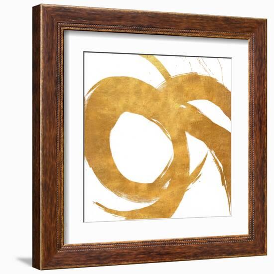 Gold Circular Strokes II-Megan Morris-Framed Art Print