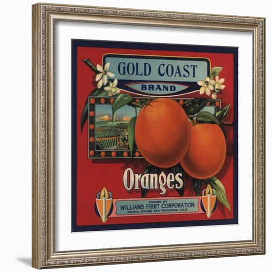 Gold Coast Brand - San Francisco, California - Citrus Crate Label-Lantern Press-Framed Art Print