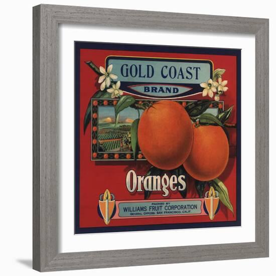 Gold Coast Brand - San Francisco, California - Citrus Crate Label-Lantern Press-Framed Art Print