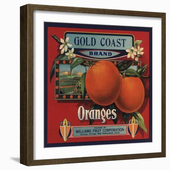 Gold Coast Brand - San Francisco, California - Citrus Crate Label-Lantern Press-Framed Art Print