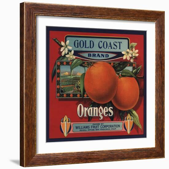 Gold Coast Brand - San Francisco, California - Citrus Crate Label-Lantern Press-Framed Art Print