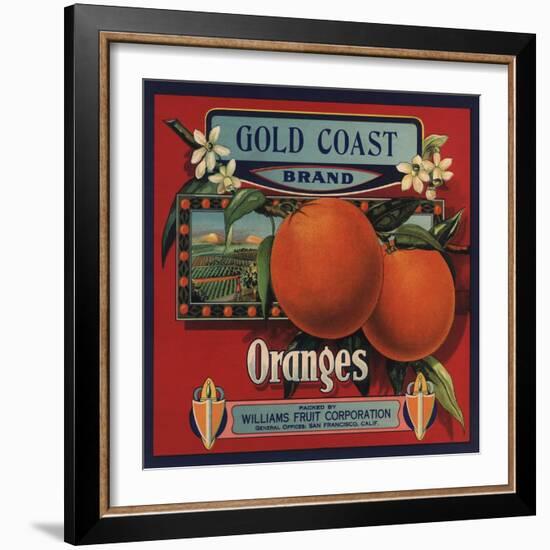 Gold Coast Brand - San Francisco, California - Citrus Crate Label-Lantern Press-Framed Art Print