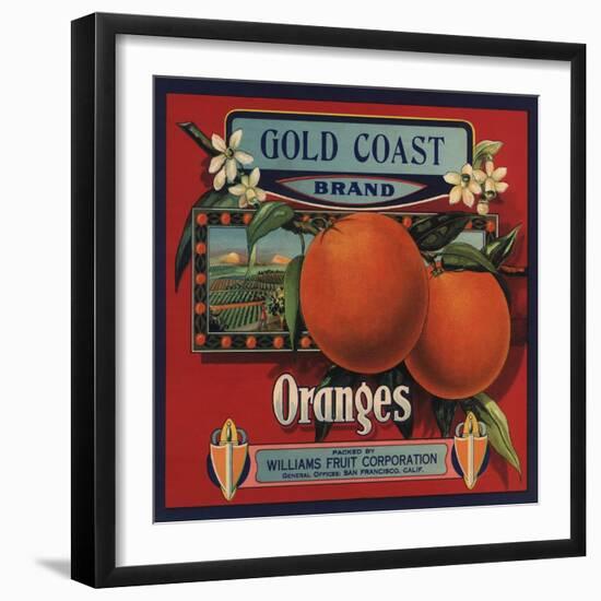 Gold Coast Brand - San Francisco, California - Citrus Crate Label-Lantern Press-Framed Art Print