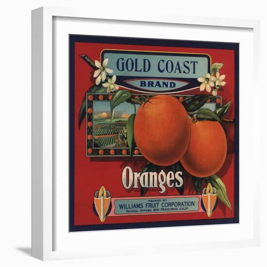 Gold Coast Brand - San Francisco, California - Citrus Crate Label-Lantern Press-Framed Art Print