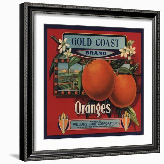 Gold Coast Brand - San Francisco, California - Citrus Crate Label-Lantern Press-Framed Art Print