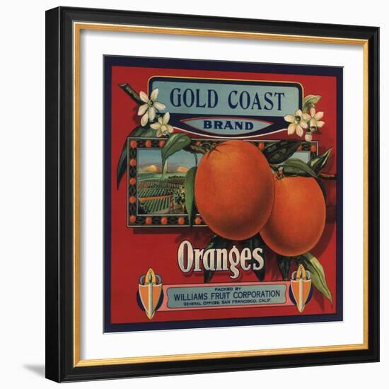 Gold Coast Brand - San Francisco, California - Citrus Crate Label-Lantern Press-Framed Art Print