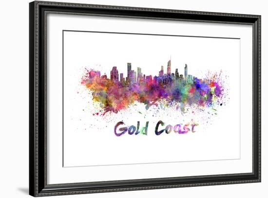 Gold Coast Skyline in Watercolor-paulrommer-Framed Art Print