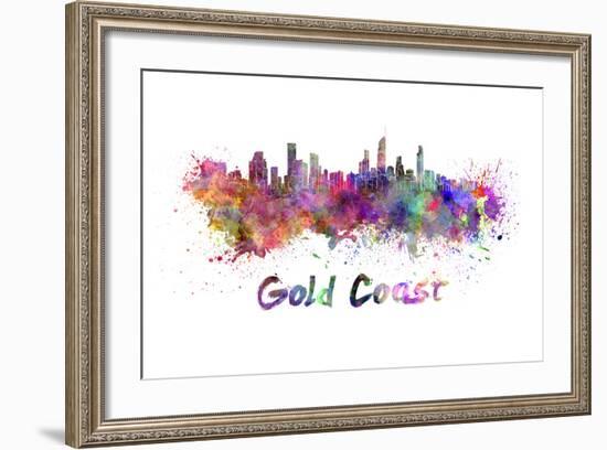 Gold Coast Skyline in Watercolor-paulrommer-Framed Art Print