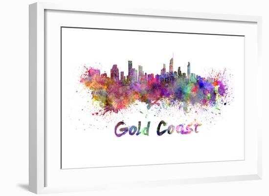 Gold Coast Skyline in Watercolor-paulrommer-Framed Art Print