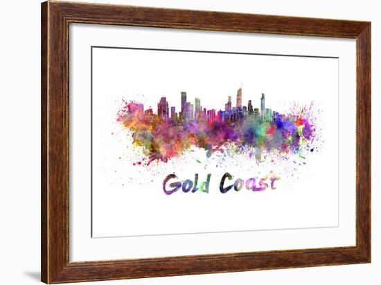 Gold Coast Skyline in Watercolor-paulrommer-Framed Art Print