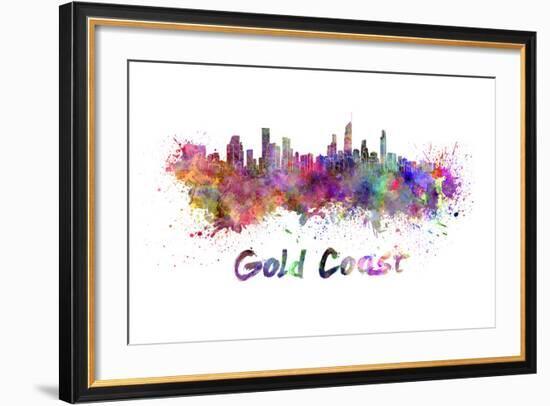 Gold Coast Skyline in Watercolor-paulrommer-Framed Art Print