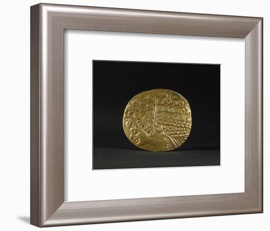 Gold coin belonging to the Ambiani, from the north of Gaul, 2nd century BC-Werner Forman-Framed Giclee Print