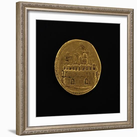 Gold Coin Depicting Military Camp, Issued by Julius Caesar, Roman Coins BC-null-Framed Giclee Print