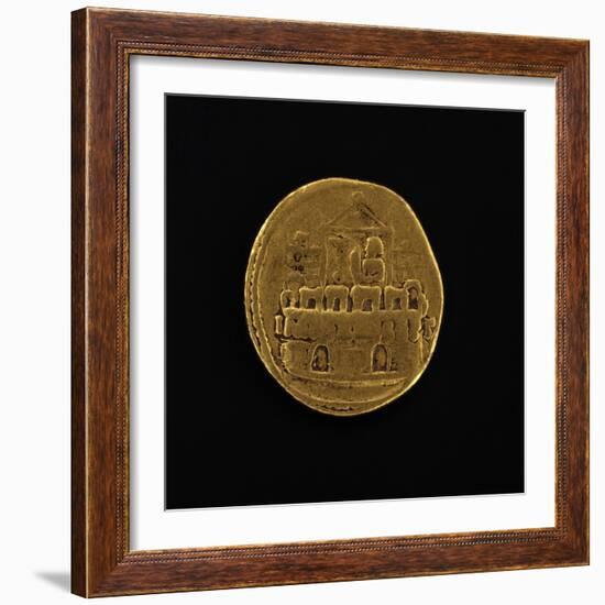 Gold Coin Depicting Military Camp, Issued by Julius Caesar, Roman Coins BC-null-Framed Giclee Print