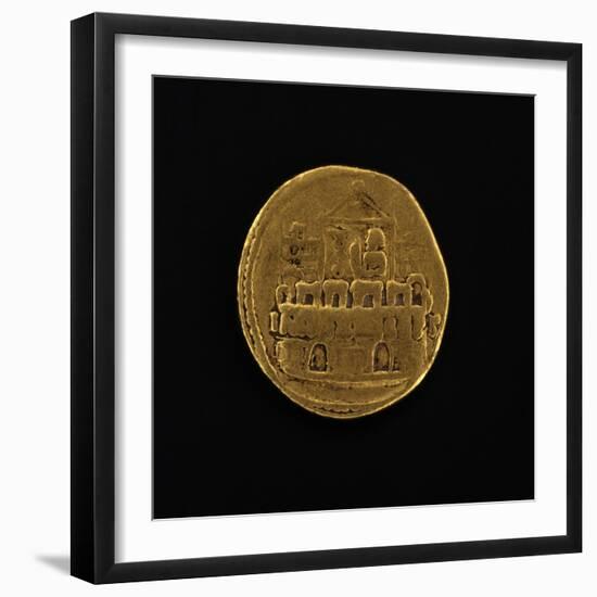 Gold Coin Depicting Military Camp, Issued by Julius Caesar, Roman Coins BC-null-Framed Giclee Print