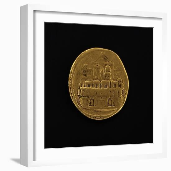 Gold Coin Depicting Military Camp, Issued by Julius Caesar, Roman Coins BC-null-Framed Giclee Print