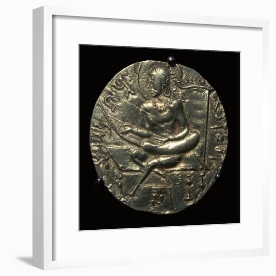 Gold coin of King Samudra Gupta, 4th century. Artist: Unknown-Unknown-Framed Giclee Print