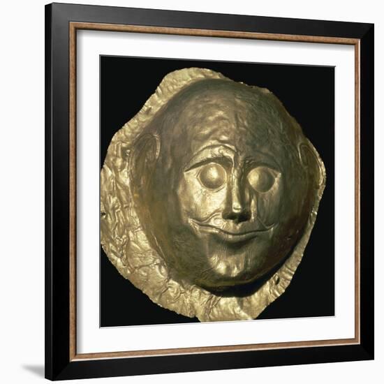 Gold death-mask of a Mycenaean King, 17th century BC. Artist: Unknown-Unknown-Framed Giclee Print