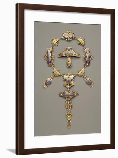 Gold Demi Parure Set with Pearls, Rubies and Emeralds, 1880-1900-null-Framed Giclee Print