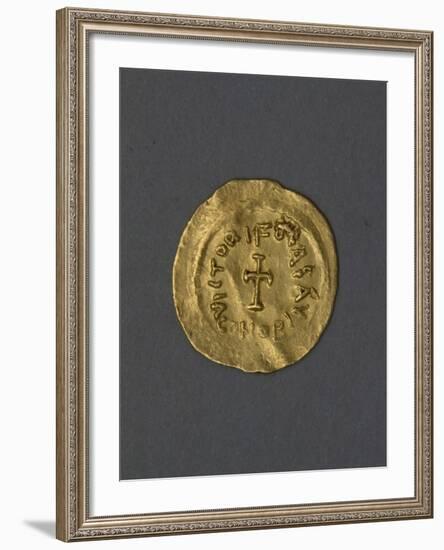 Gold Denarius of Heraclius, Byzantine Emperor, Verso, Byzantine Coins, 7th Century-null-Framed Giclee Print