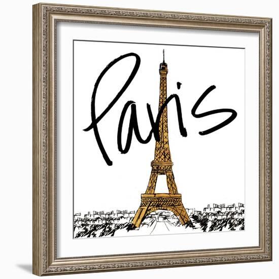 Gold Eiffel in Paris-Nicholas Biscardi-Framed Art Print