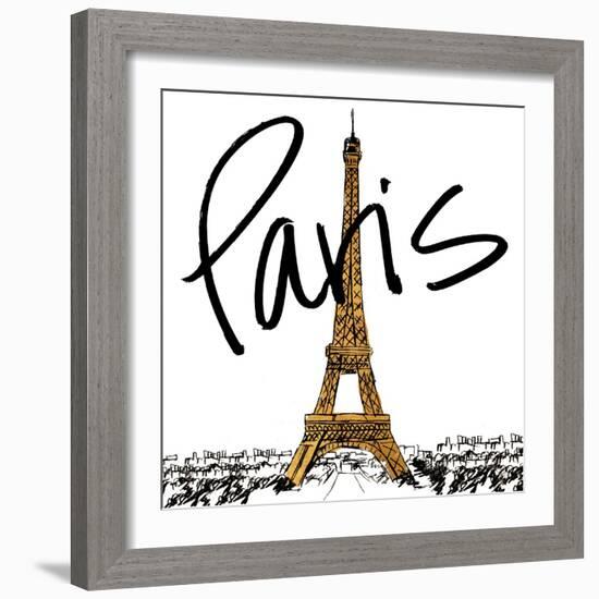 Gold Eiffel in Paris-Nicholas Biscardi-Framed Art Print