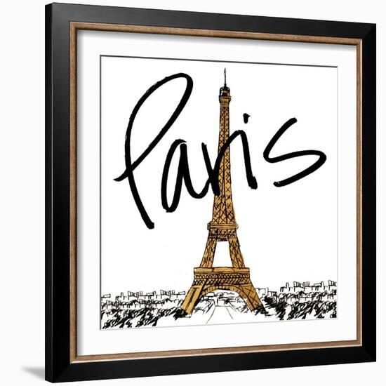 Gold Eiffel in Paris-Nicholas Biscardi-Framed Art Print