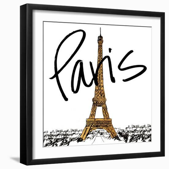 Gold Eiffel in Paris-Nicholas Biscardi-Framed Art Print