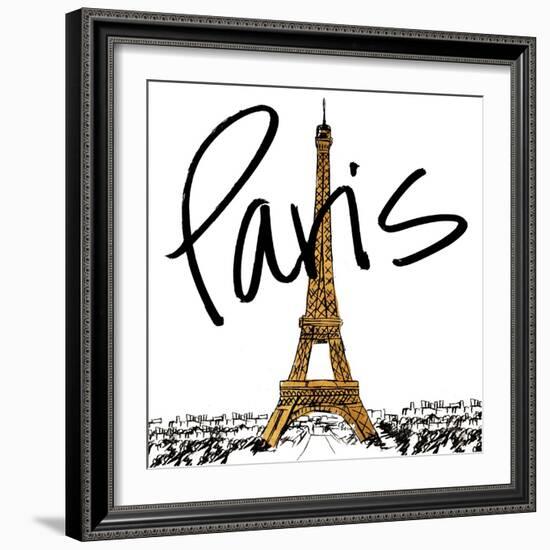 Gold Eiffel in Paris-Nicholas Biscardi-Framed Art Print