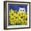 Gold Eye White Persian in Yellow Flowers-sylvia pimental-Framed Art Print