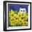 Gold Eye White Persian in Yellow Flowers-sylvia pimental-Framed Art Print