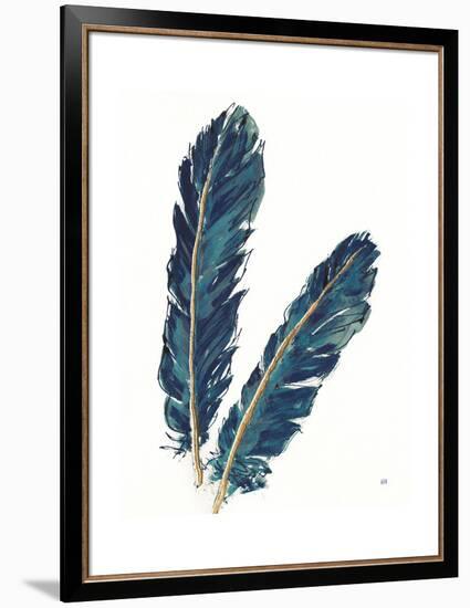 Gold Feathers IV Indigo Crop-Chris Paschke-Framed Art Print