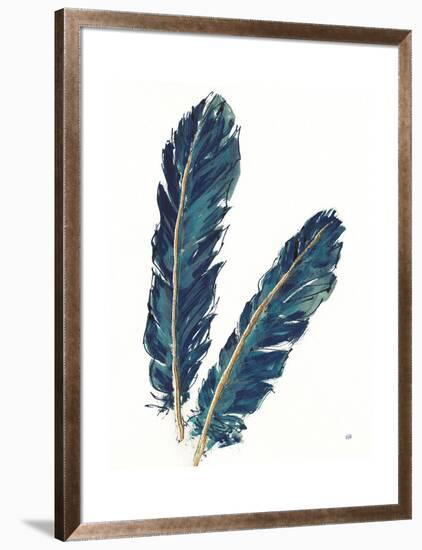 Gold Feathers IV Indigo Crop-Chris Paschke-Framed Art Print