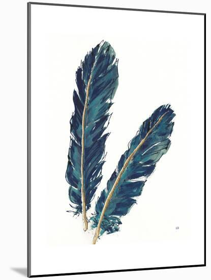 Gold Feathers IV Indigo Crop-Chris Paschke-Mounted Art Print