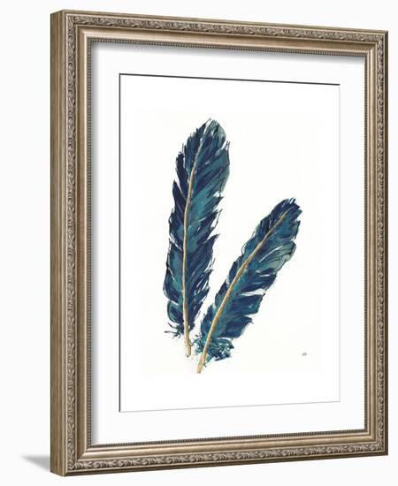 Gold Feathers IV Indigo Crop-Chris Paschke-Framed Premium Giclee Print