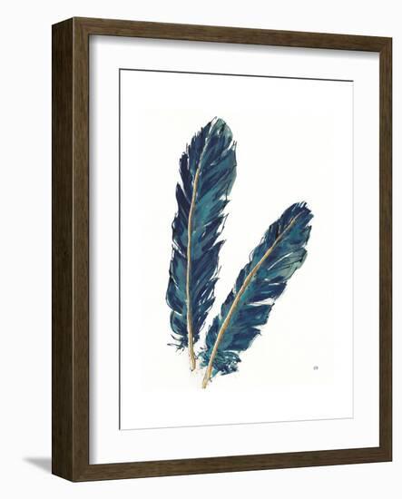 Gold Feathers IV Indigo Crop-Chris Paschke-Framed Premium Giclee Print