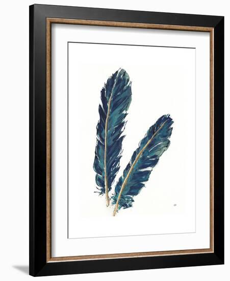 Gold Feathers IV Indigo Crop-Chris Paschke-Framed Premium Giclee Print