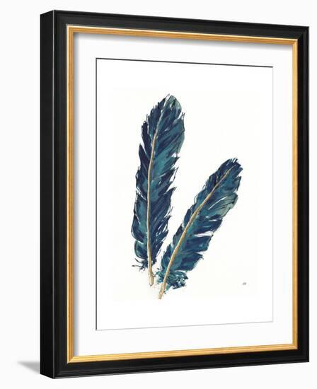 Gold Feathers IV Indigo Crop-Chris Paschke-Framed Premium Giclee Print