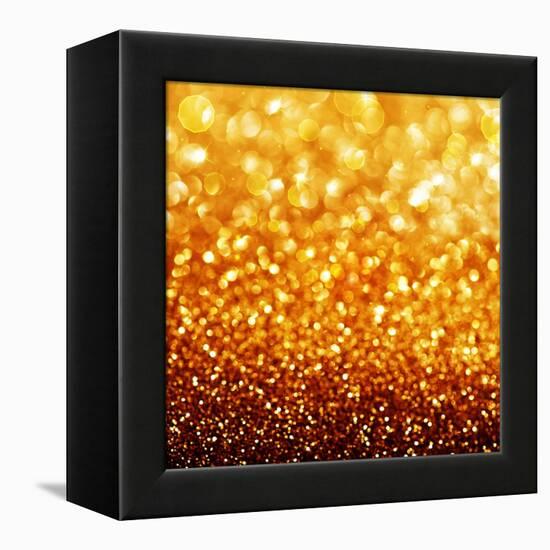 Gold Festive Background - Abstract Golden Christmas and New Year Bokeh Blinking Background-Subbotina Anna-Framed Stretched Canvas